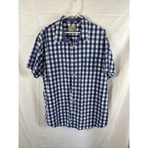 Article 365 Shirt Mens 2XL Blue Plaid Short Sleeve Causal Logo Preppy Pocket